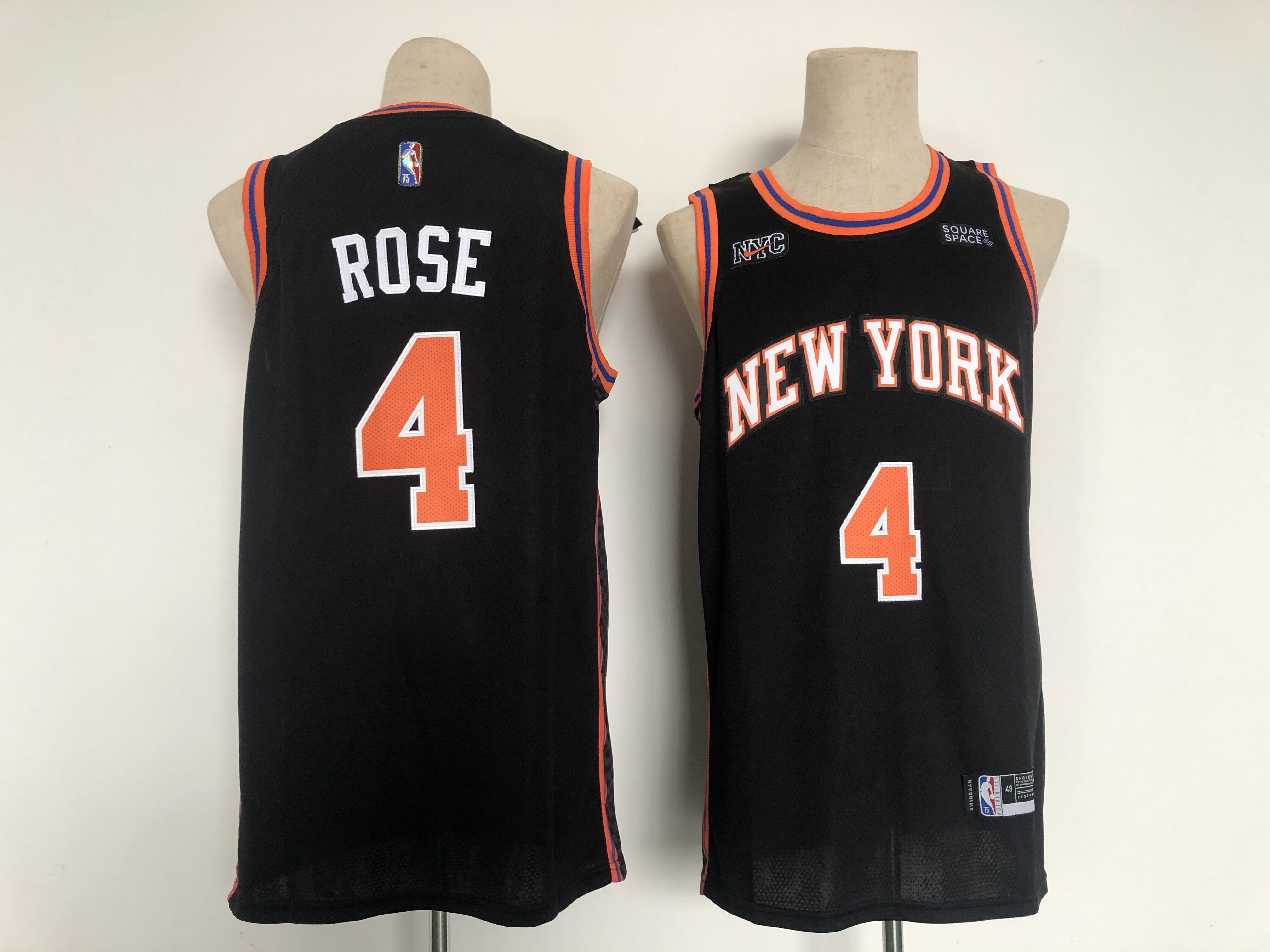 Men New York Knicks 4 Rose Black 2022 City Edition Nike NBA Jersey